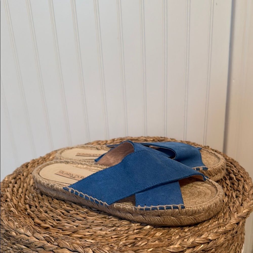 Clara Duran Spain Blue Espadrille Sandals - 37 - Good Condition